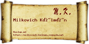 Milkovich Kálmán névjegykártya